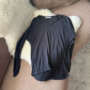 Stateside Black V Neck Long Sleeve Top